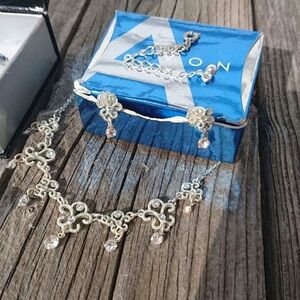 Avon Silver Necklace and Earring Set